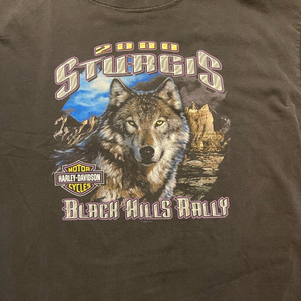 Vintage 2000 Harley Davidson Sturgis Rally Shirt XL Wolf USA Made Holoubek Y2K